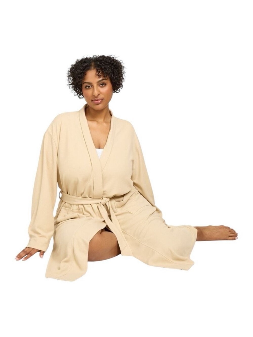 Line and Dot Lightweight Waffle Knit Robe